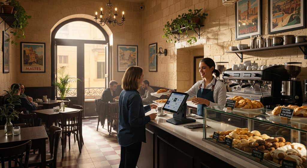 Malta'da banka hesabı açmak- Türkiye kartıyla Malta'da bir kafede ödeme yapan bir genç