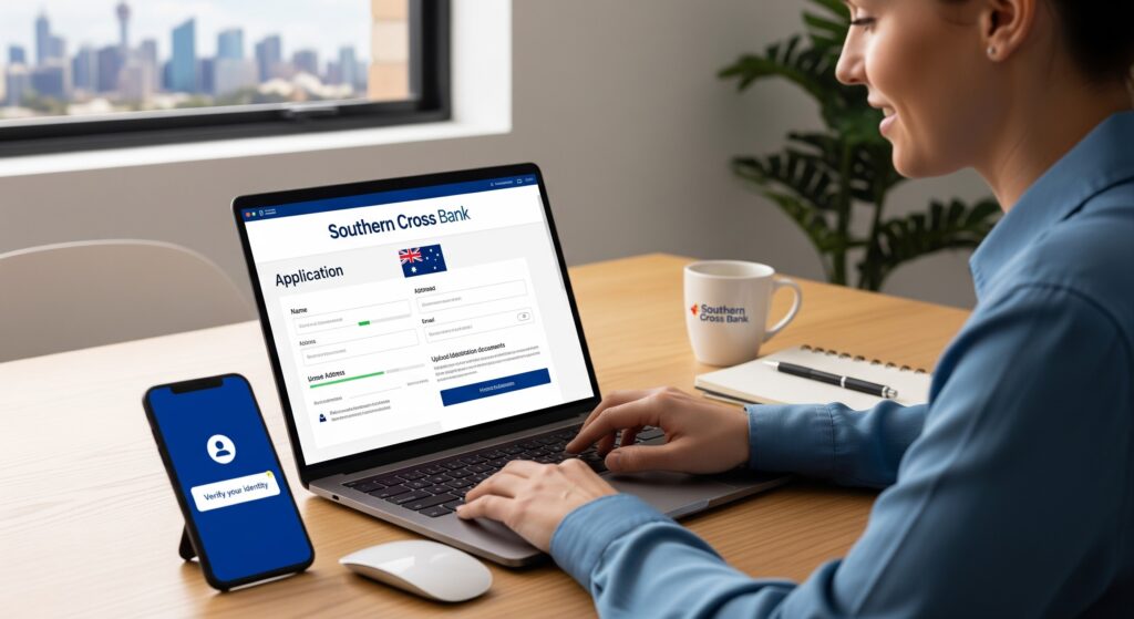 Avustralya'ya gitmeden önce onine banka hesabı başvurusu yapan bir genç