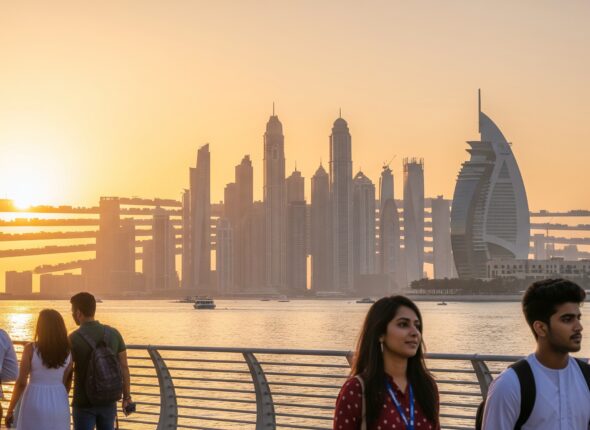 Dubai'ye öğrenci olarak gelmiş international insanlar Dubai'nin keyfini çıkarıyor