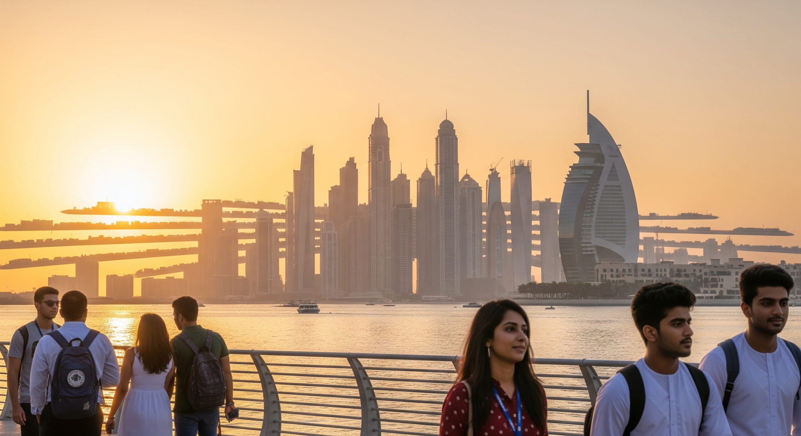 Dubai'ye öğrenci olarak gelmiş international insanlar Dubai'nin keyfini çıkarıyor