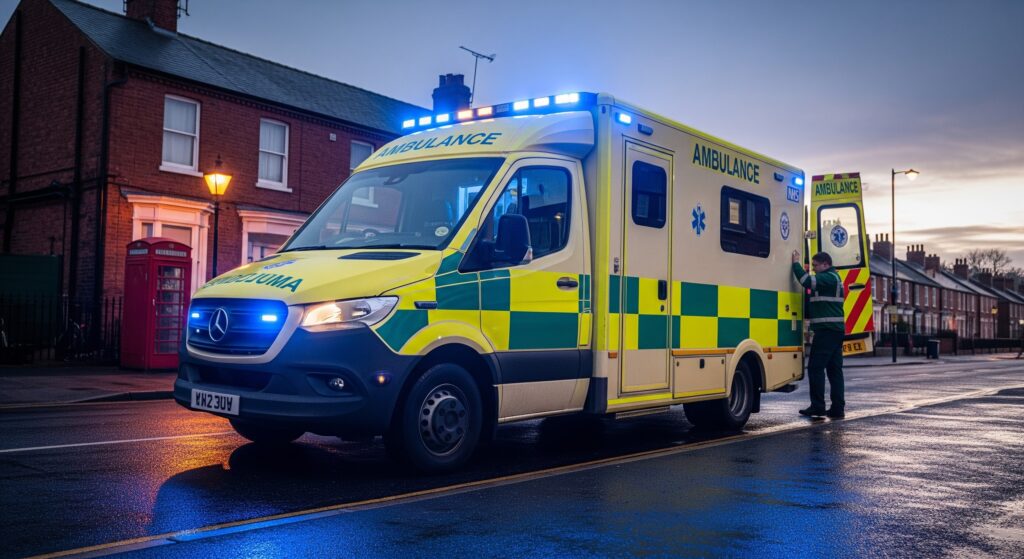İngiltere sokaklarında sağlık sistemine kayıtlı bir ambulans