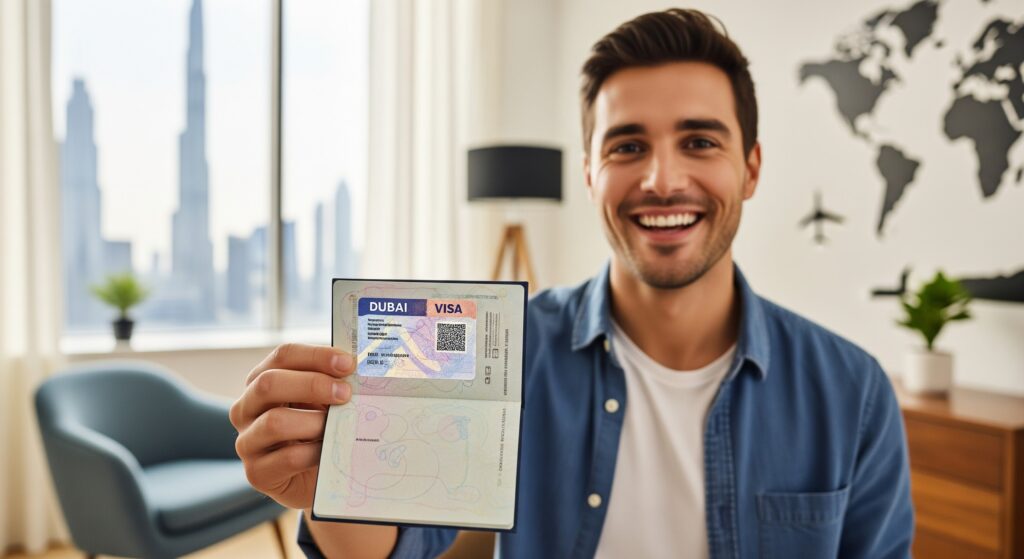 Dubai öğrenci vizesi almanın sevincini paylaşan bir genç