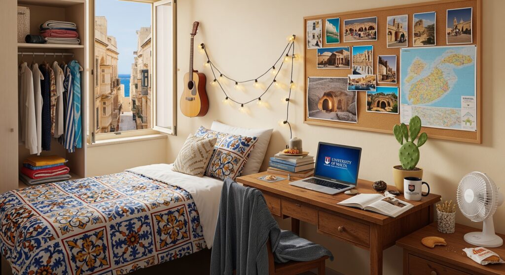 Malta'da bir öğrenci yurdu odası