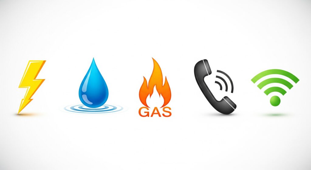 Malta için elektrik, su, doğalgaz, telefon ve internet faturalarını anlatan bir görsel