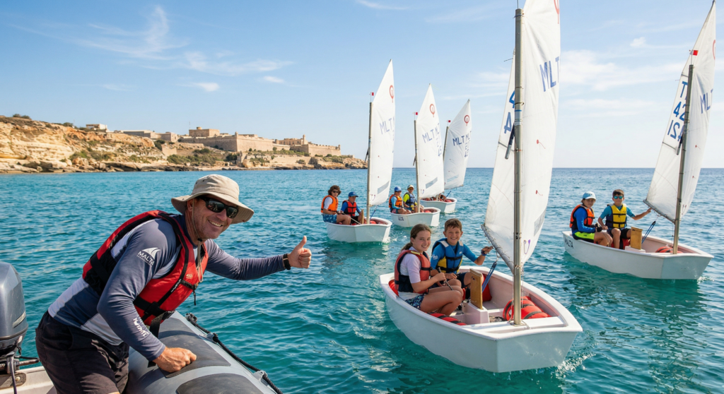 Malta yaz okulları- yelken eğitimi alan çocuklar